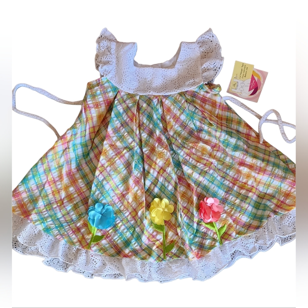 Youngland Multicolor Plaid Dress with Floral Accents